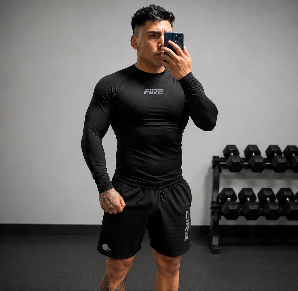Jersey de Compresión Negro FIRE