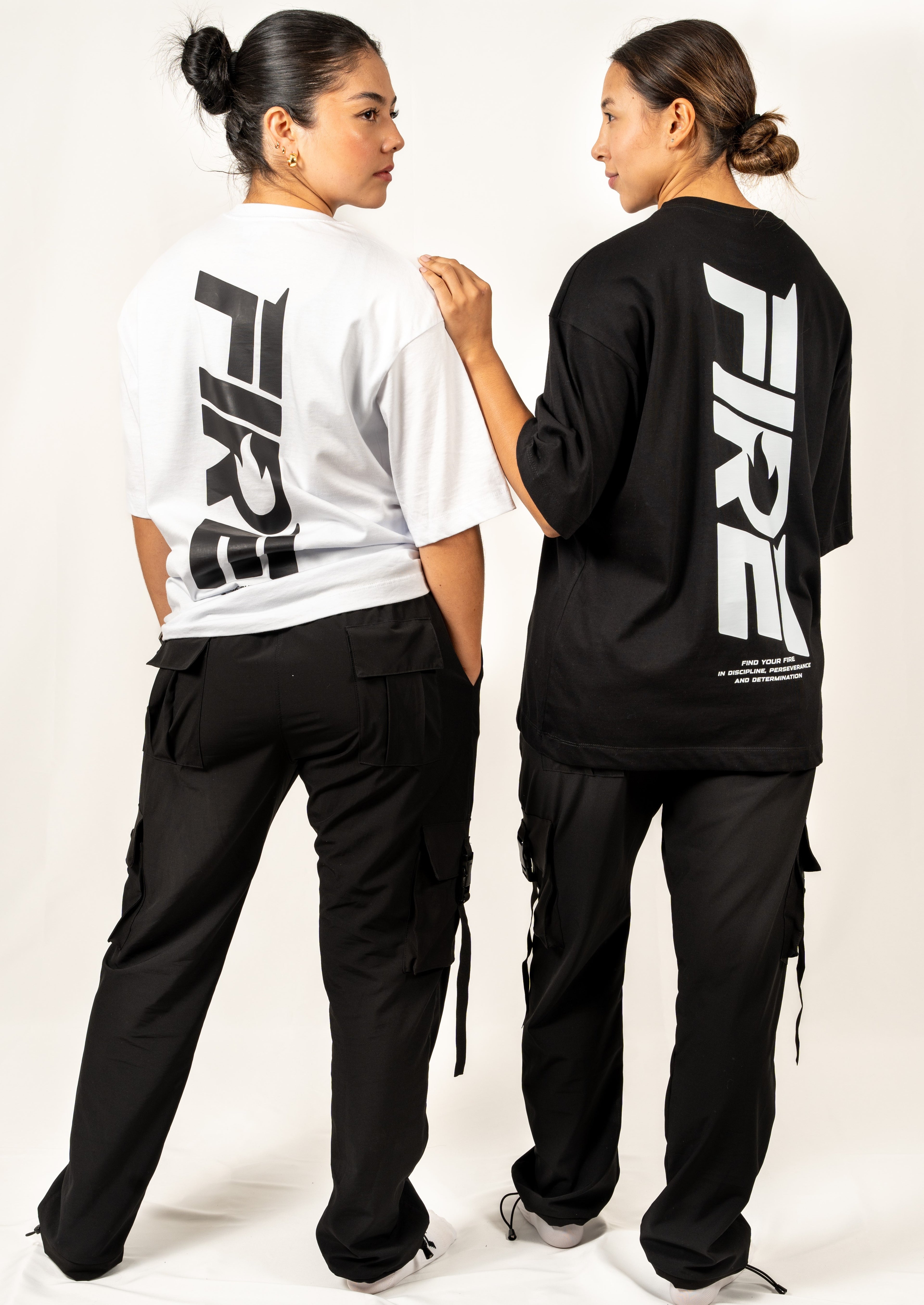 Camiseta Oversize FIRE Negra Mujer