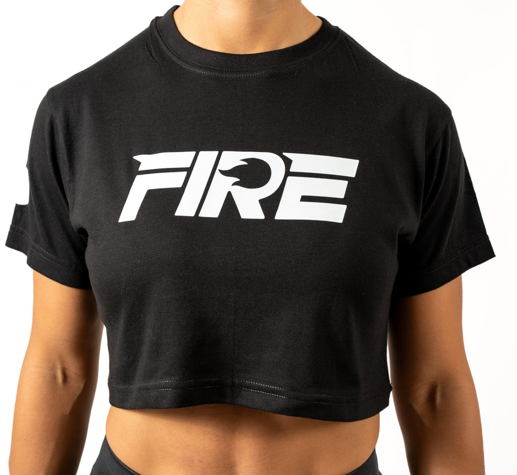 Crop Top clasico Negro - Logo FIRE Blanco