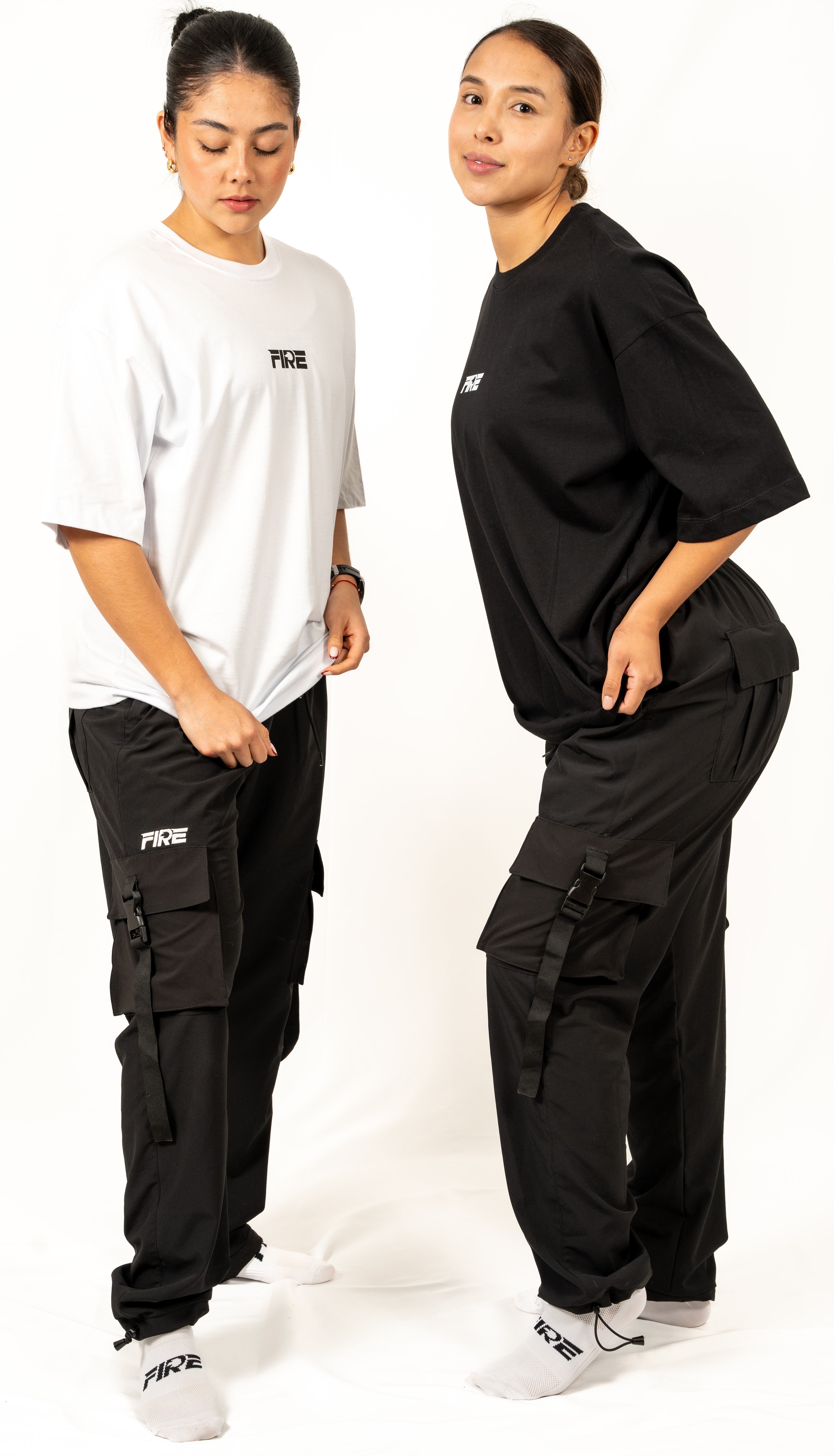 Camiseta Oversize FIRE Negra Mujer