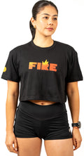 Crop Top Negro - FIRE Logo Llama