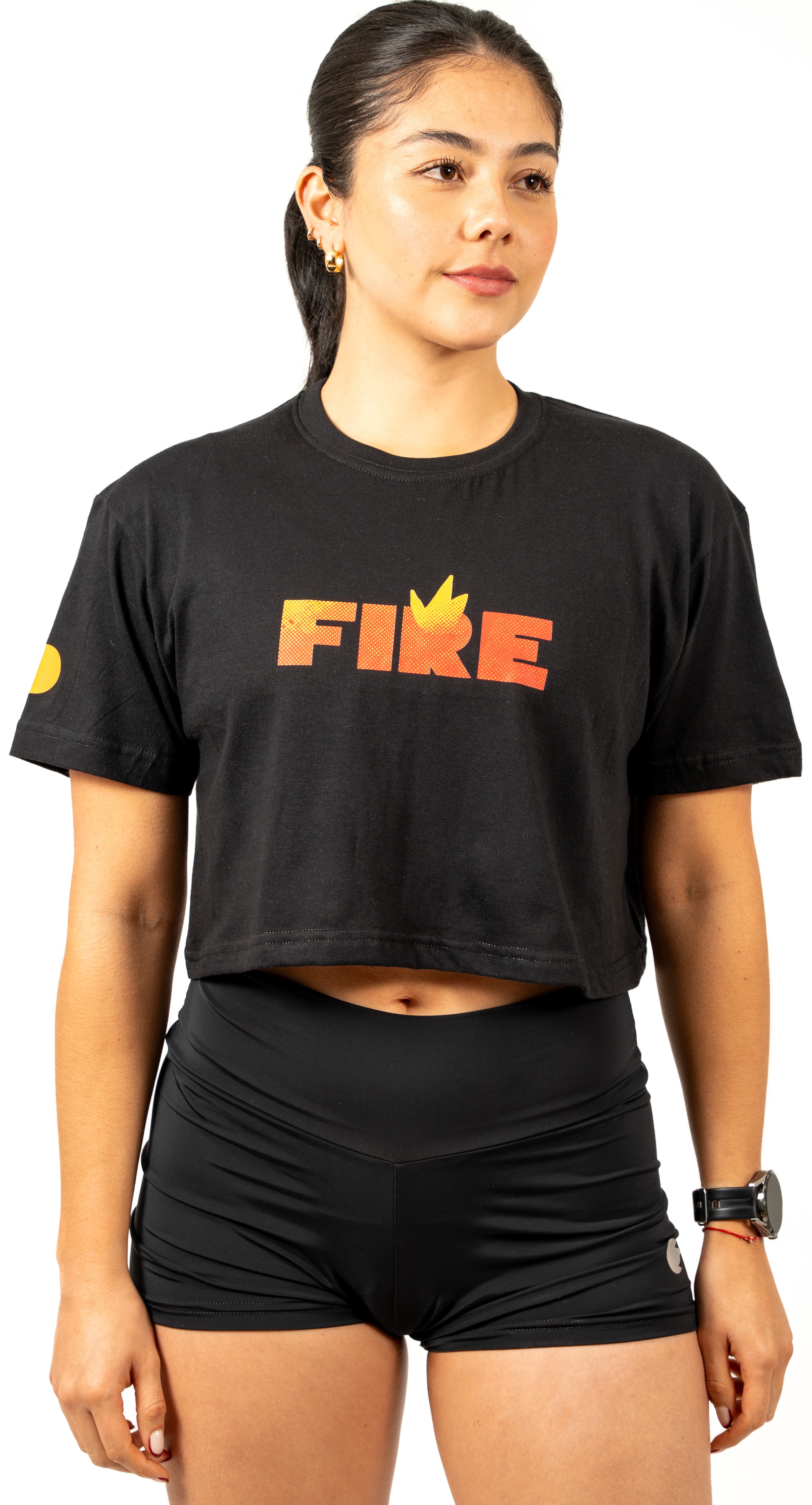 Crop Top Negro - FIRE Logo Llama