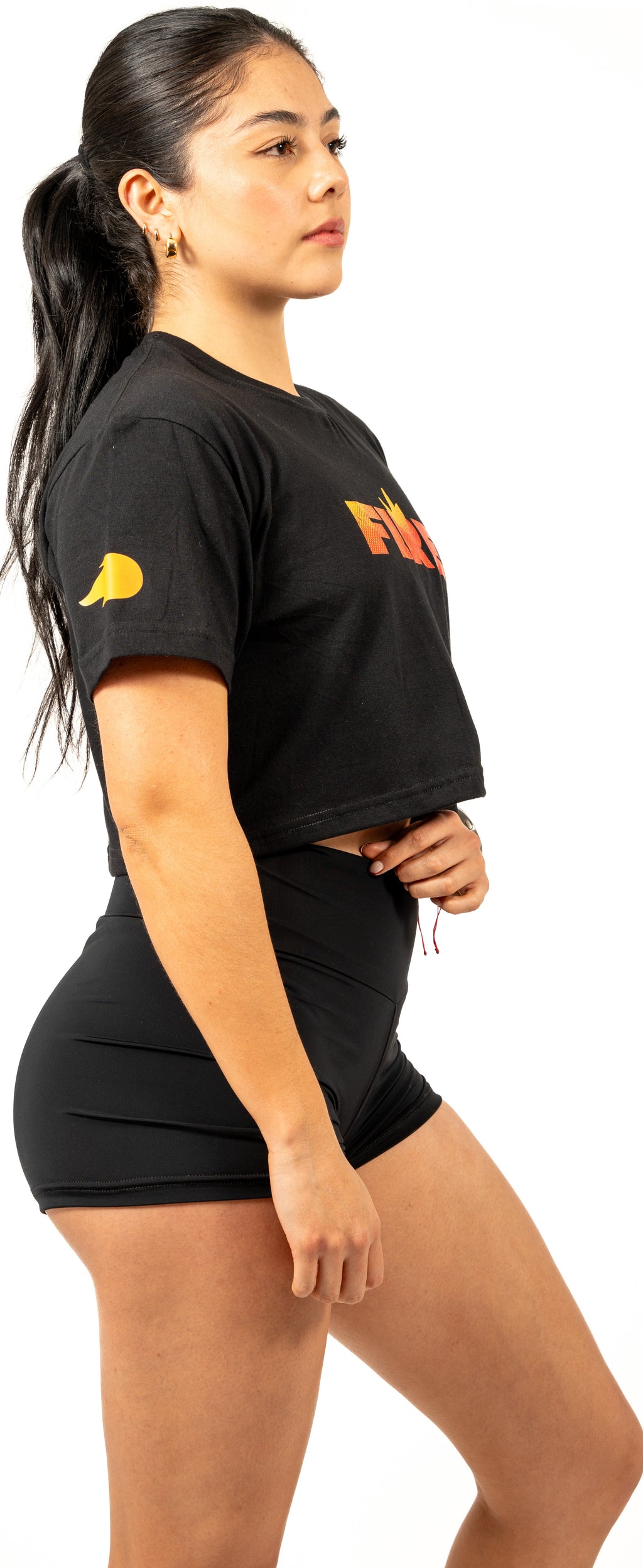 Crop Top Negro - FIRE Logo Llama