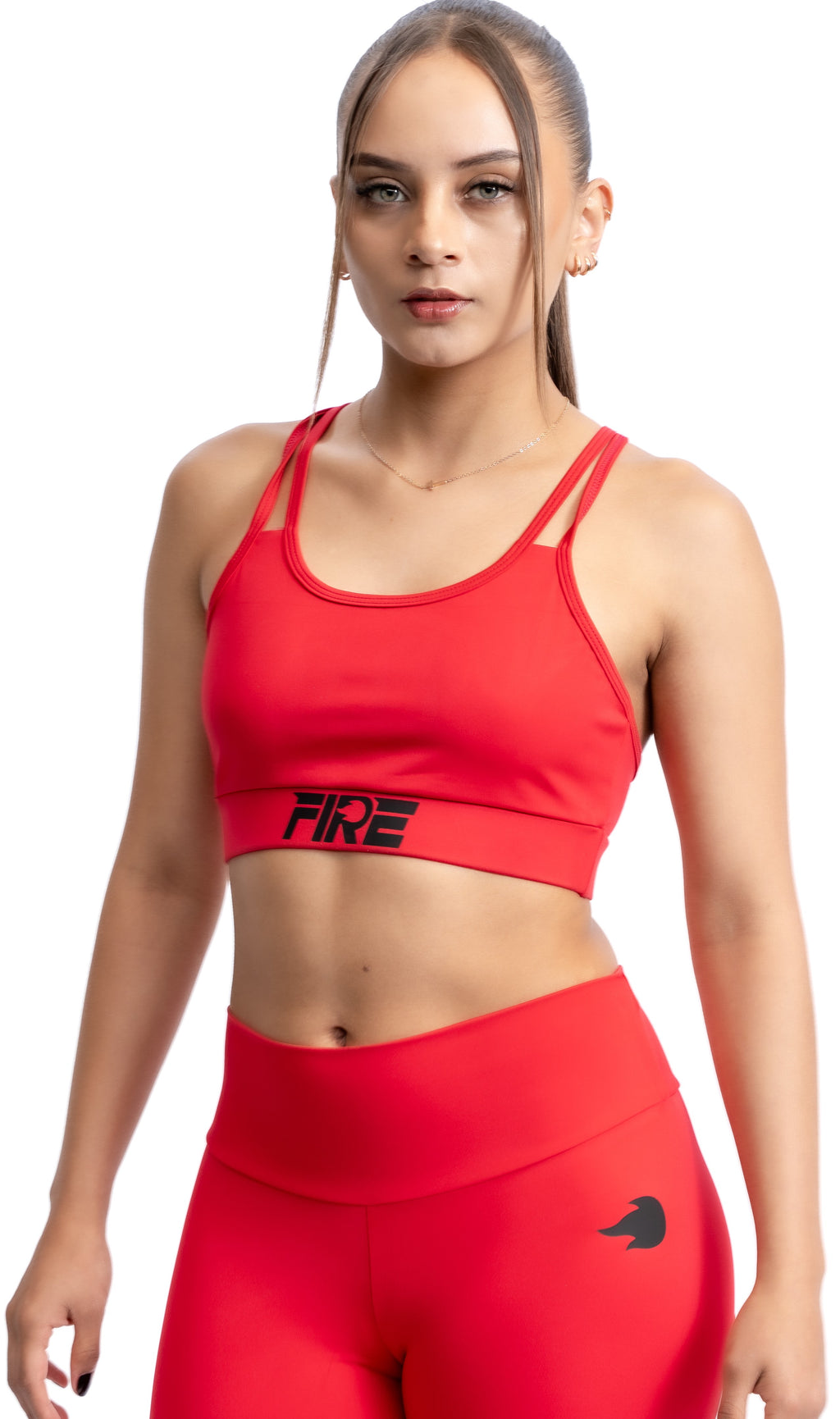 Leggings Licra Rojo - FIRE Compresión Cintura Alta Mujer