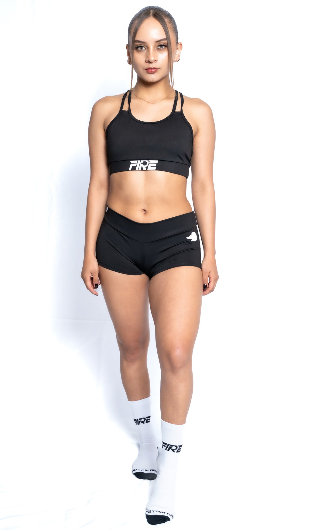 Minishort Licra Negro - FIRE Mujer