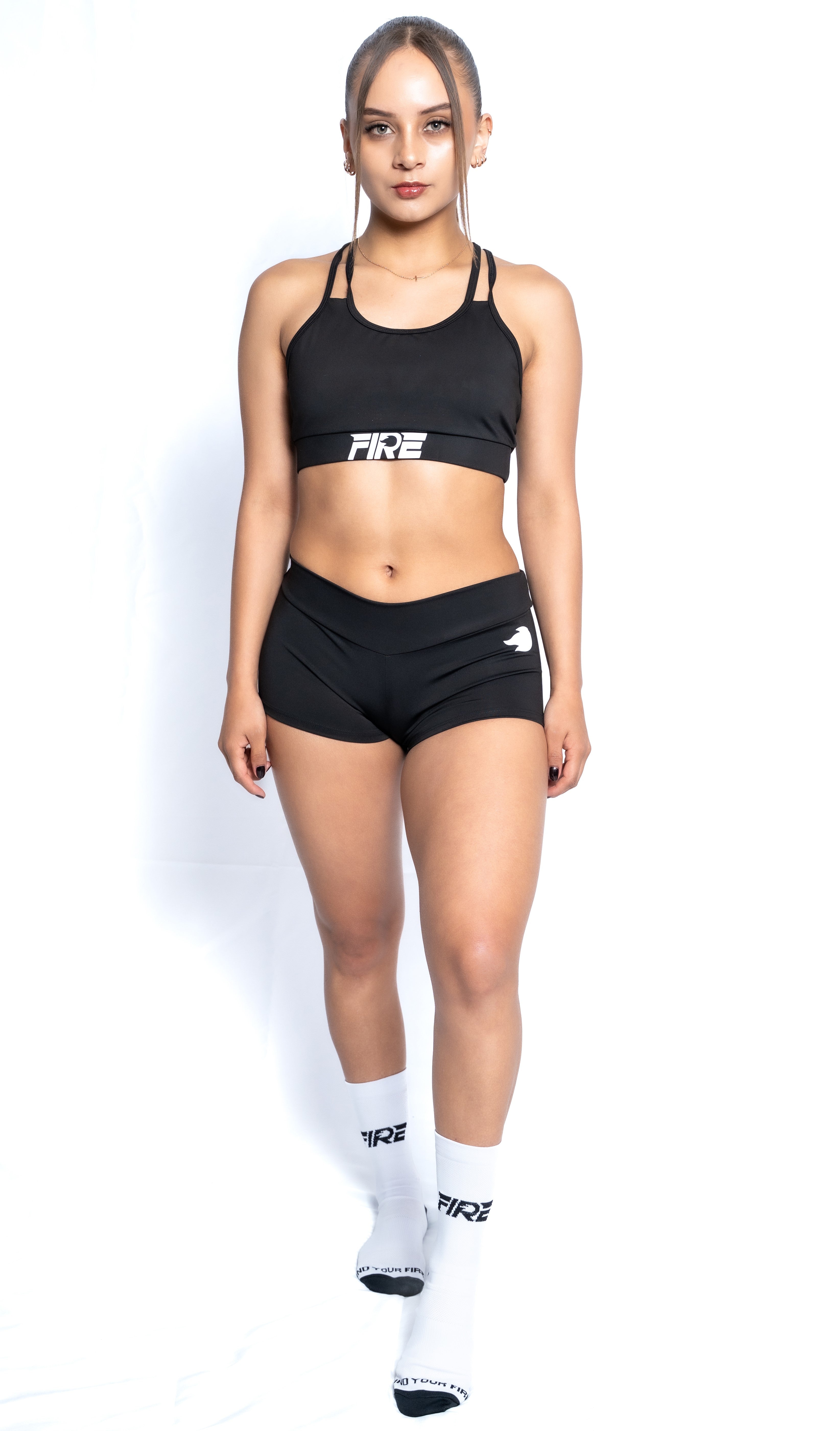 Minishort Licra Negro - FIRE Mujer