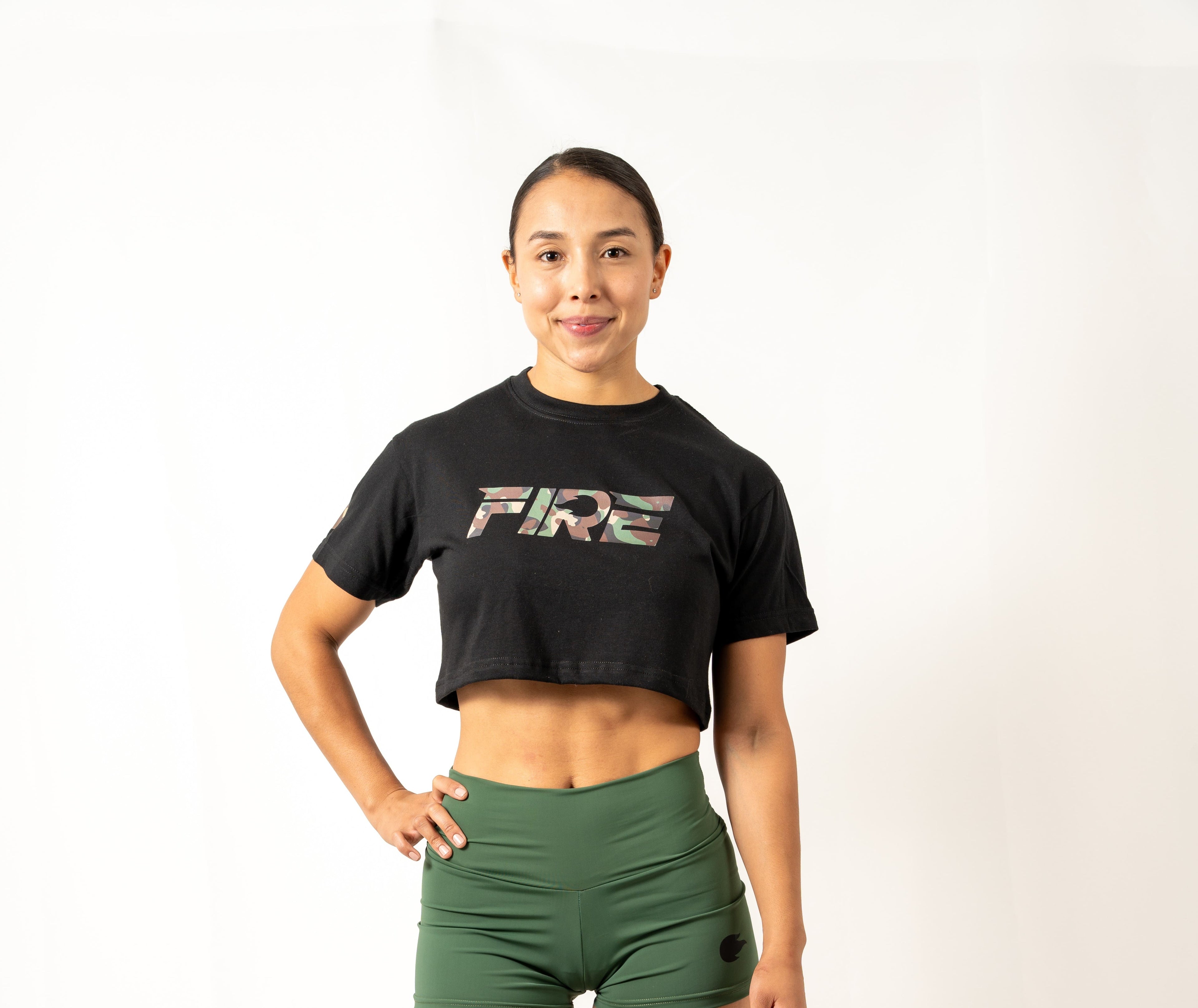 Crop Top Clásico Negro - Logo FIRE