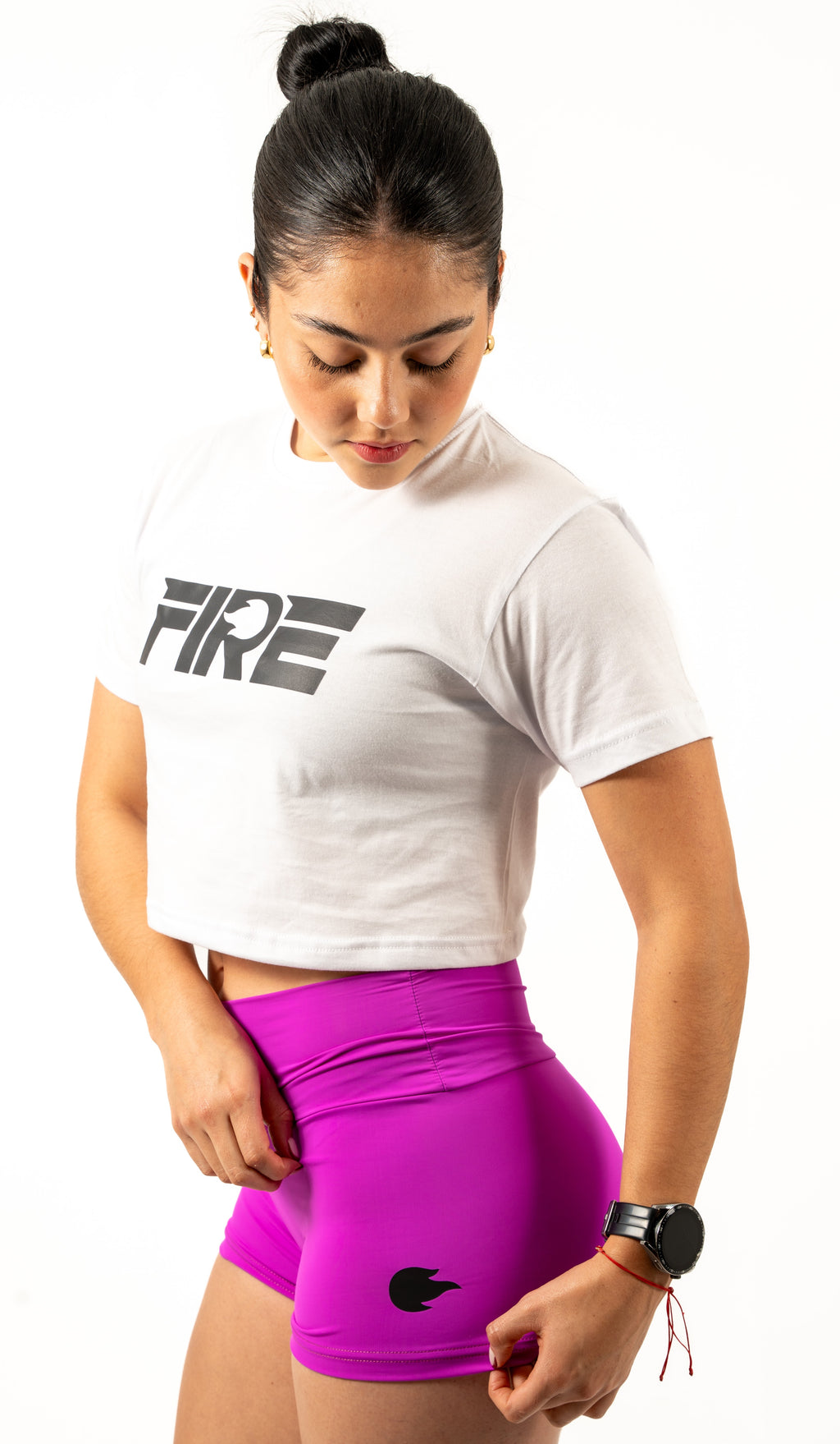 Crop Top Blanco - Logo FIRE Negro