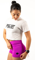Crop Top Blanco - Logo FIRE Negro