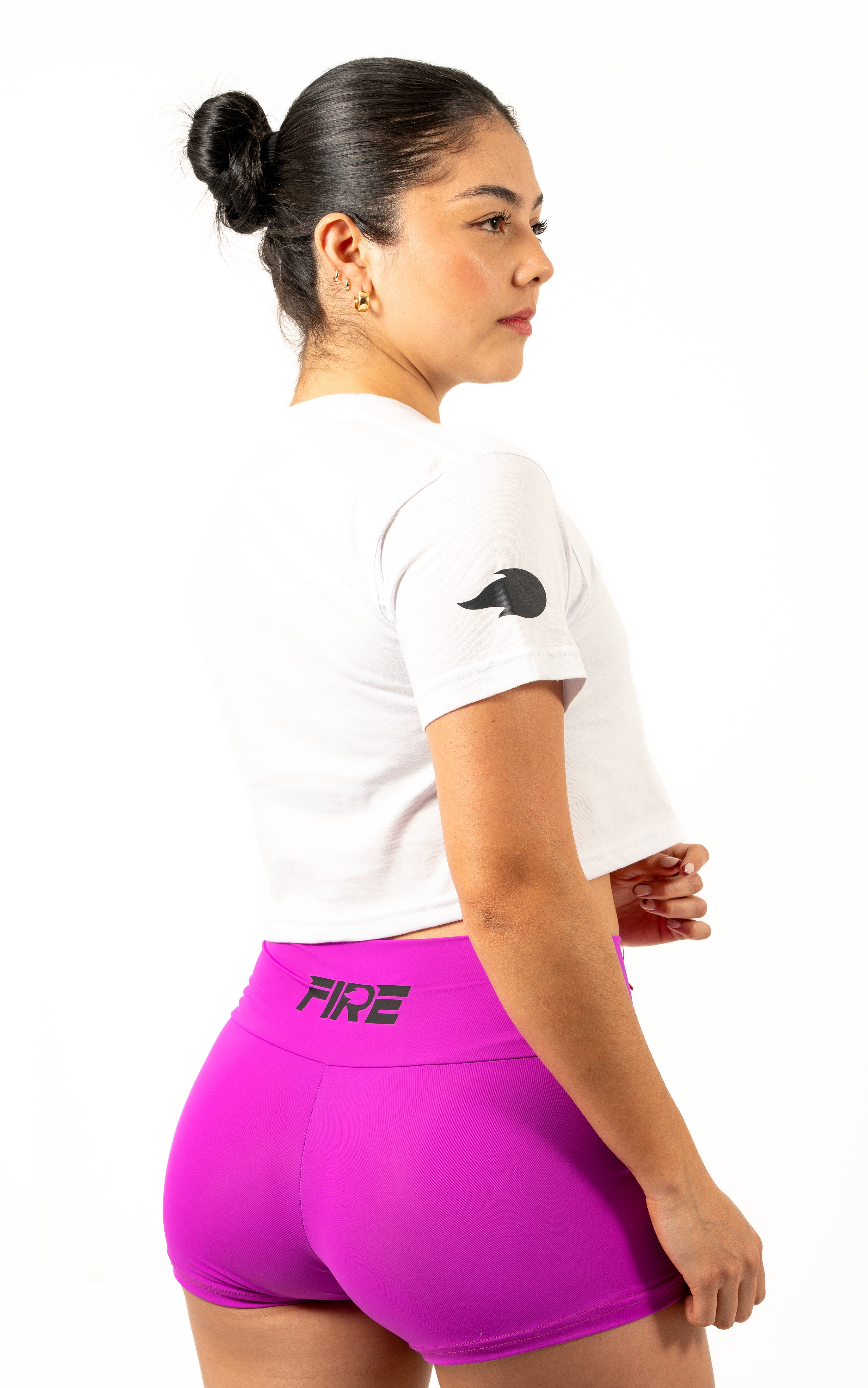 Crop Top Blanco - Logo FIRE Negro