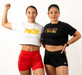 Crop Top Negro - Logo FIRE Negro Llamas Amarillas