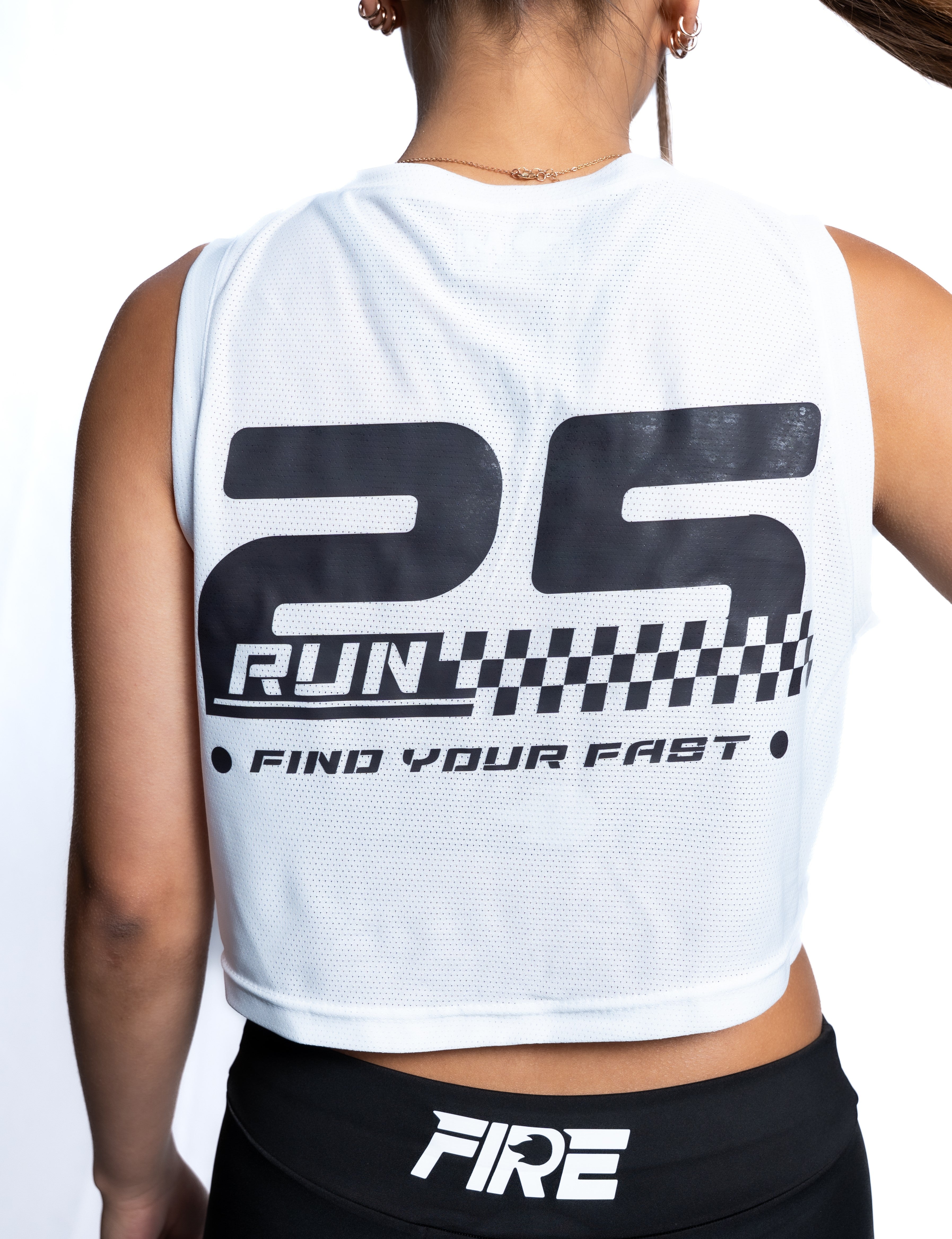 Crop Top Blanco - Logo FIRE Run Negro #25
