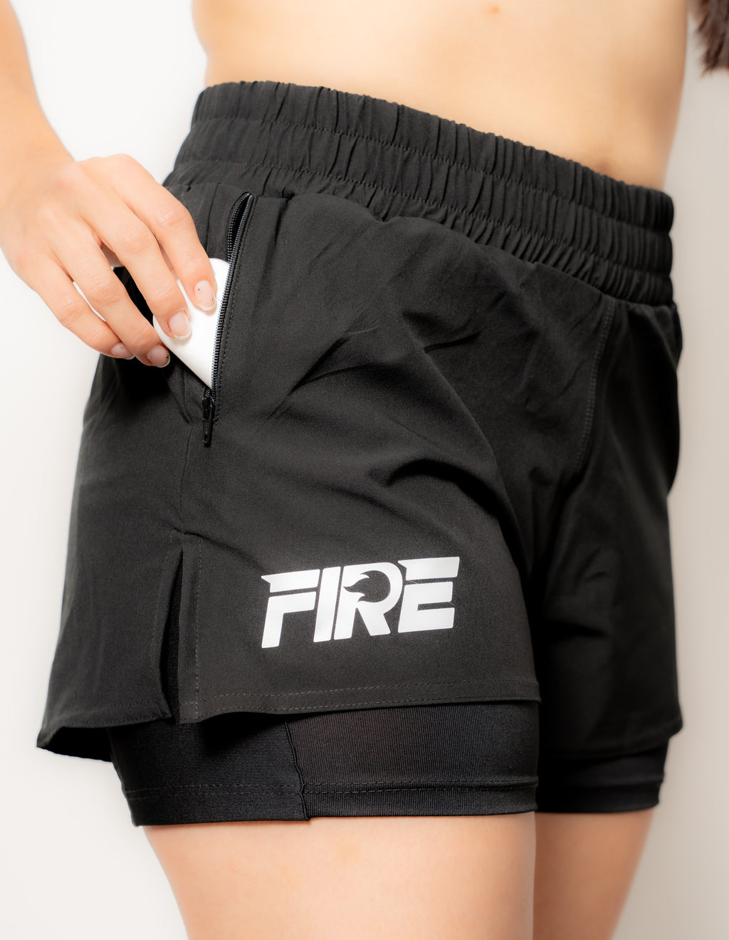 Pantaloneta Running + Licra Negra - FIRE Mujer