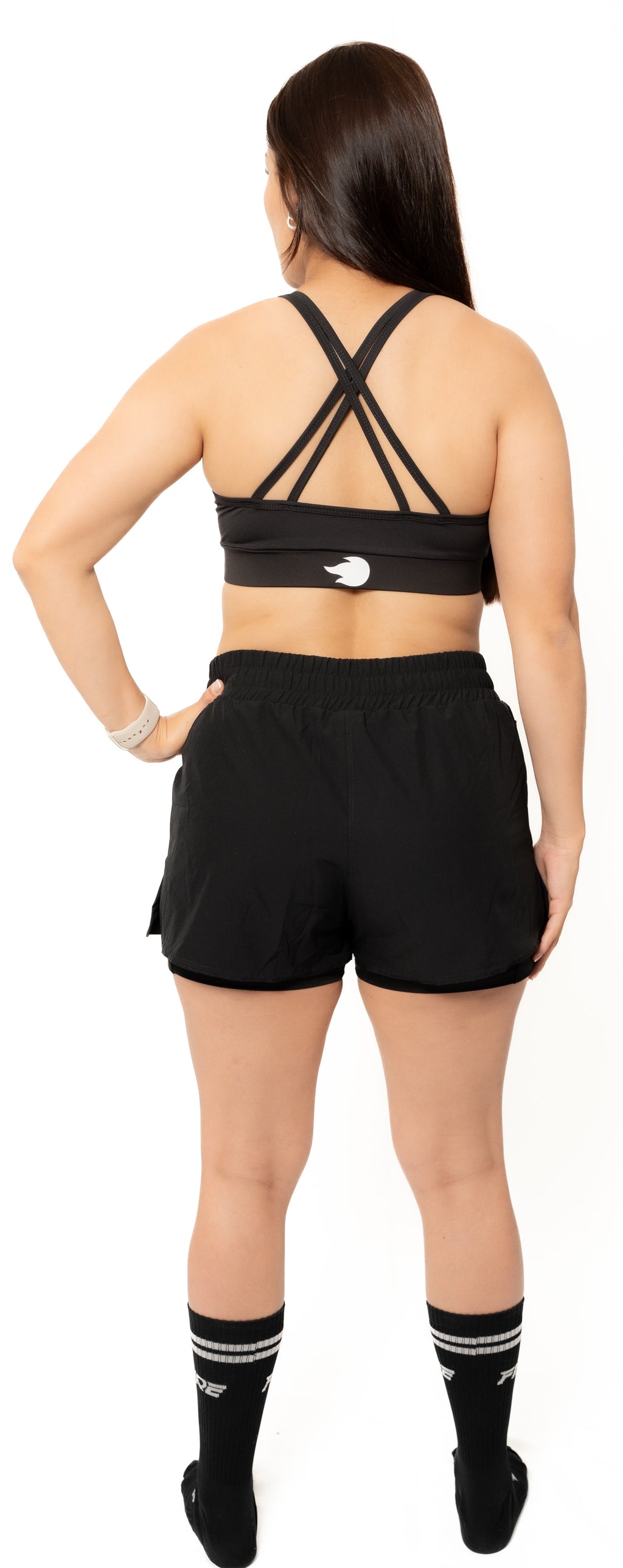 Pantaloneta Running + Licra Negra - FIRE Mujer