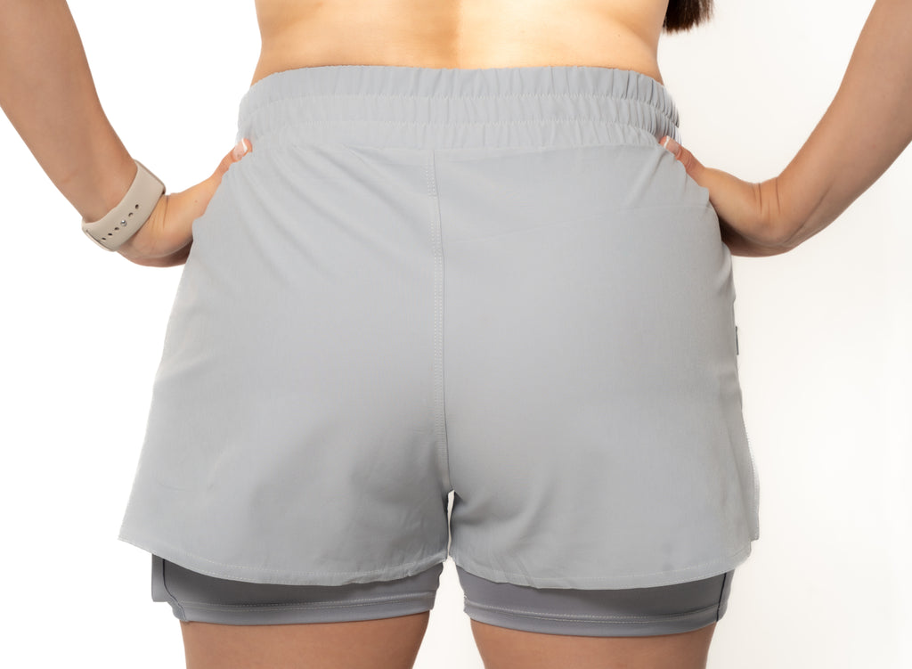 Pantaloneta Running + Licra Gris - FIRE Mujer