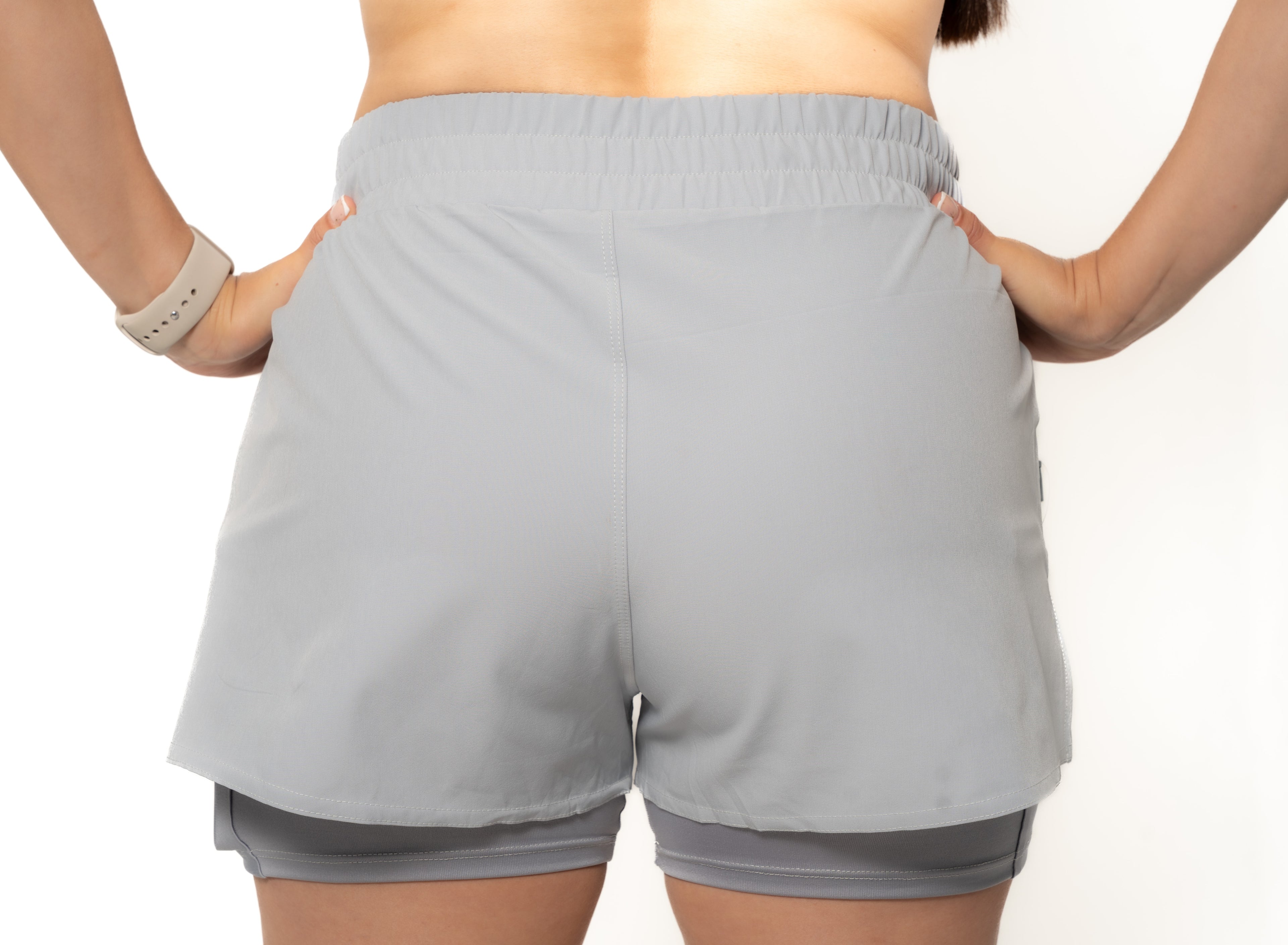 Pantaloneta Running + Licra Gris - FIRE Mujer