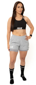 Pantaloneta Running + Licra Gris - FIRE Mujer