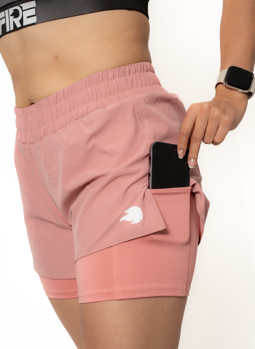 Pantaloneta Running + Licra Rosa - FIRE Mujer