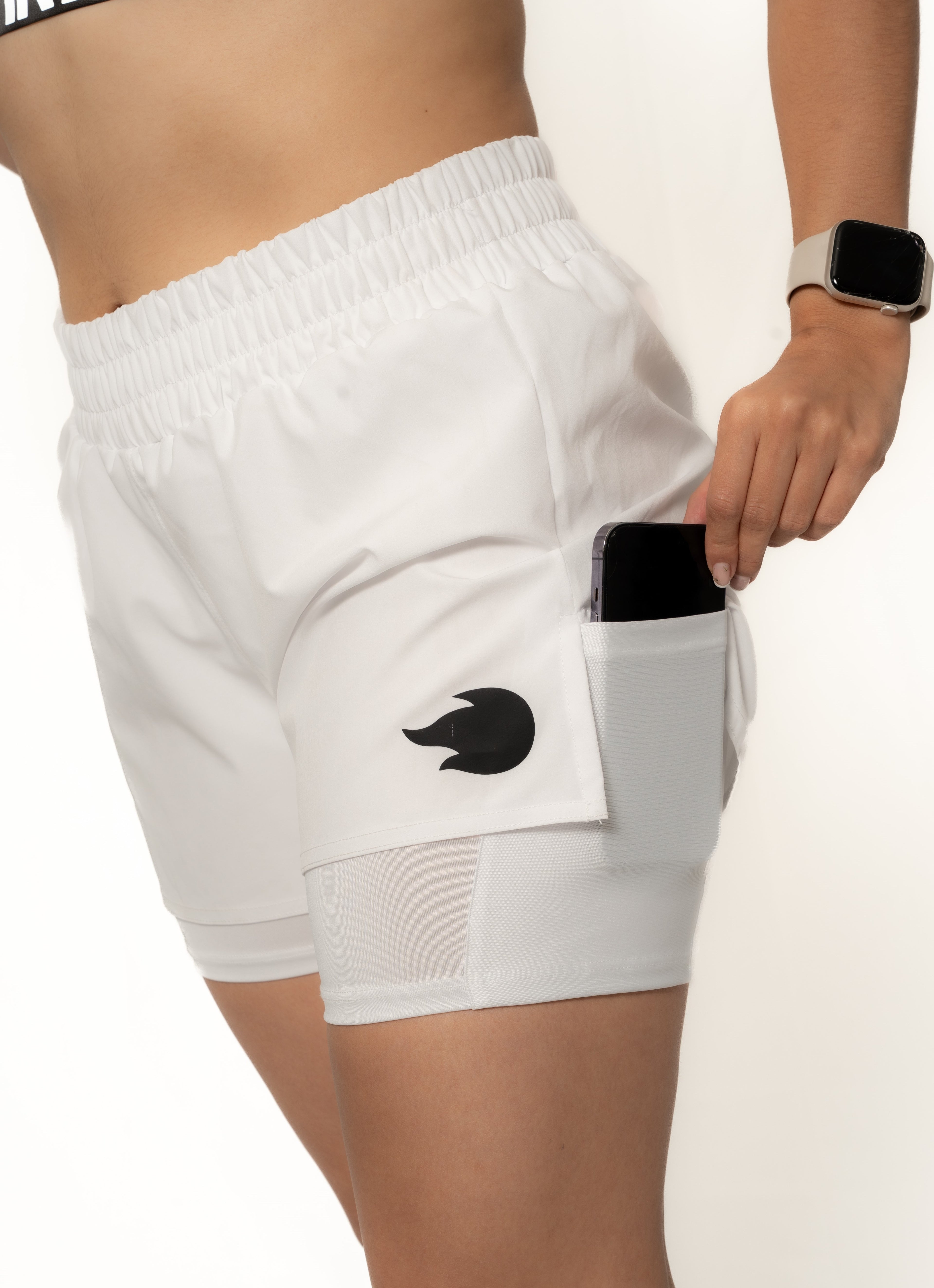 Pantaloneta Running + Licra Blanca - FIRE Mujer
