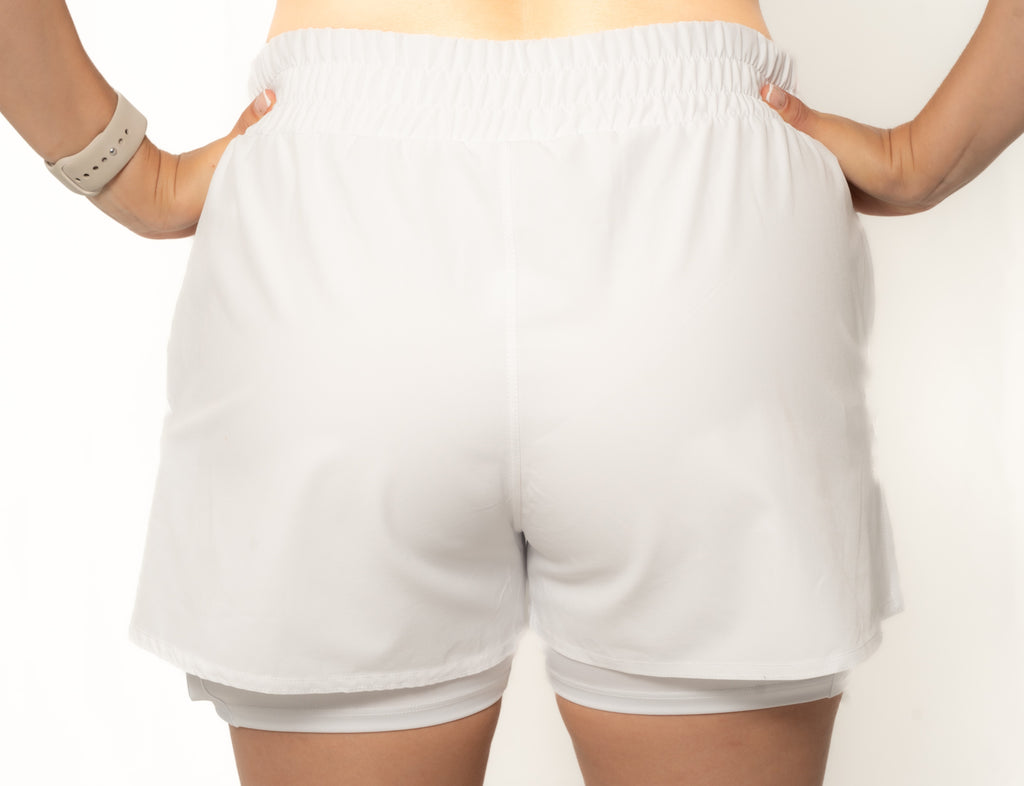 Pantaloneta Running + Licra Blanca - FIRE Mujer