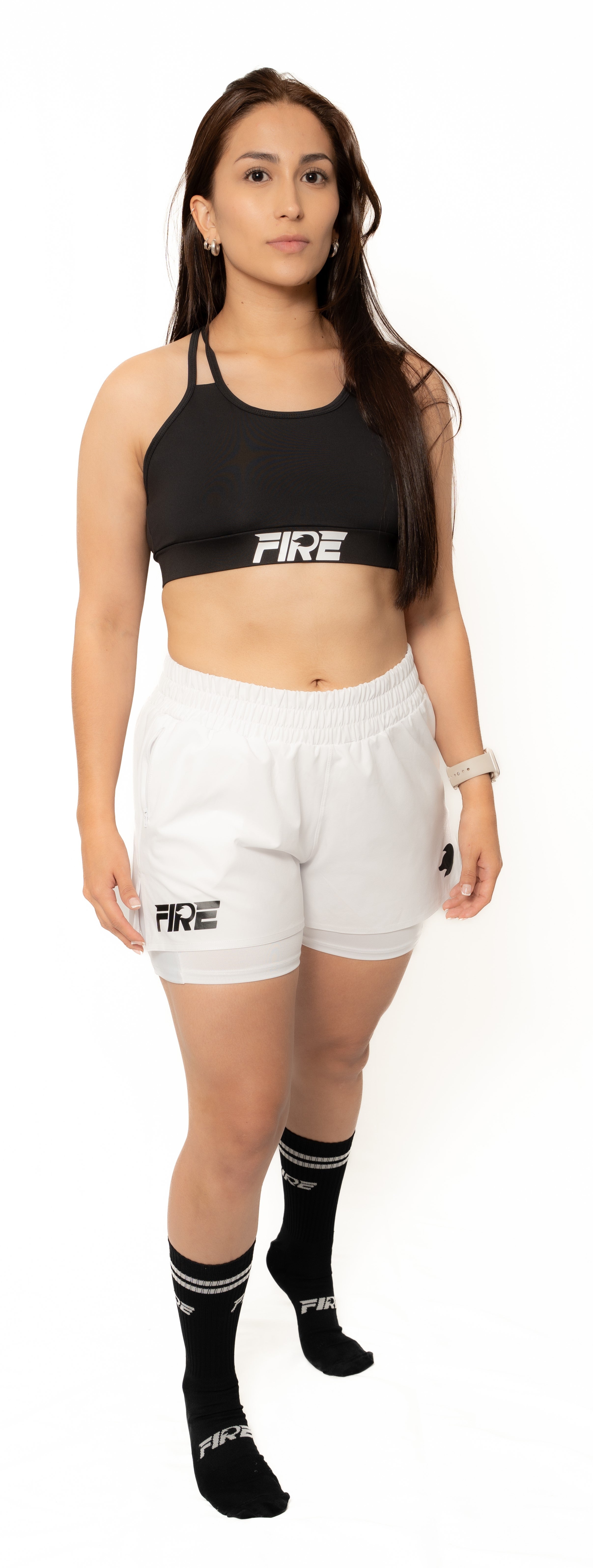 Pantaloneta Running + Licra Blanca - FIRE Mujer