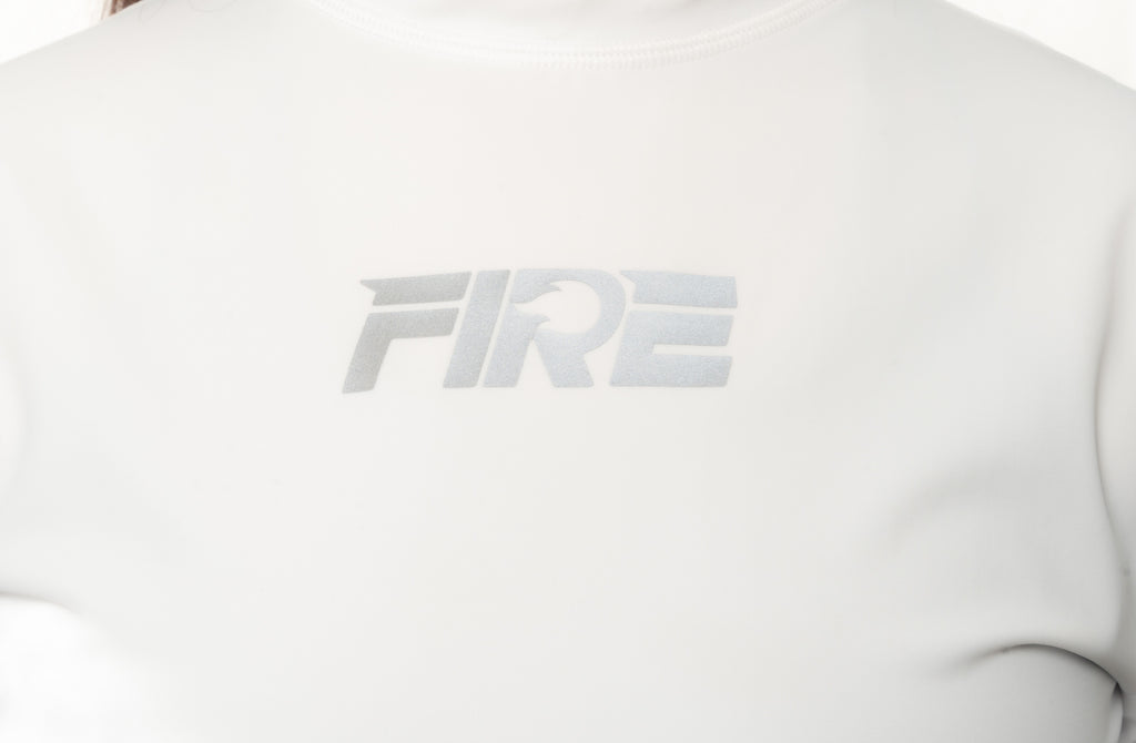 Jersey Licra Blanco - FIRE Compresión Manga Larga Mujer