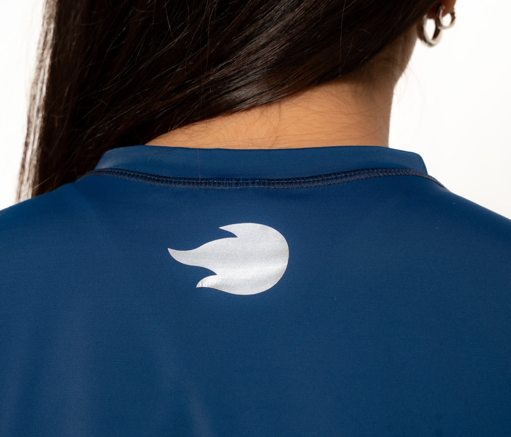 Jersey Licra Azul - FIRE Compresión Manga Larga Mujer