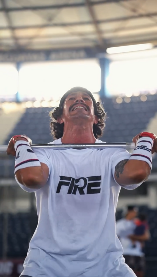 Camiseta Clásica Blanca FIRE Hombre - levantamiento barra