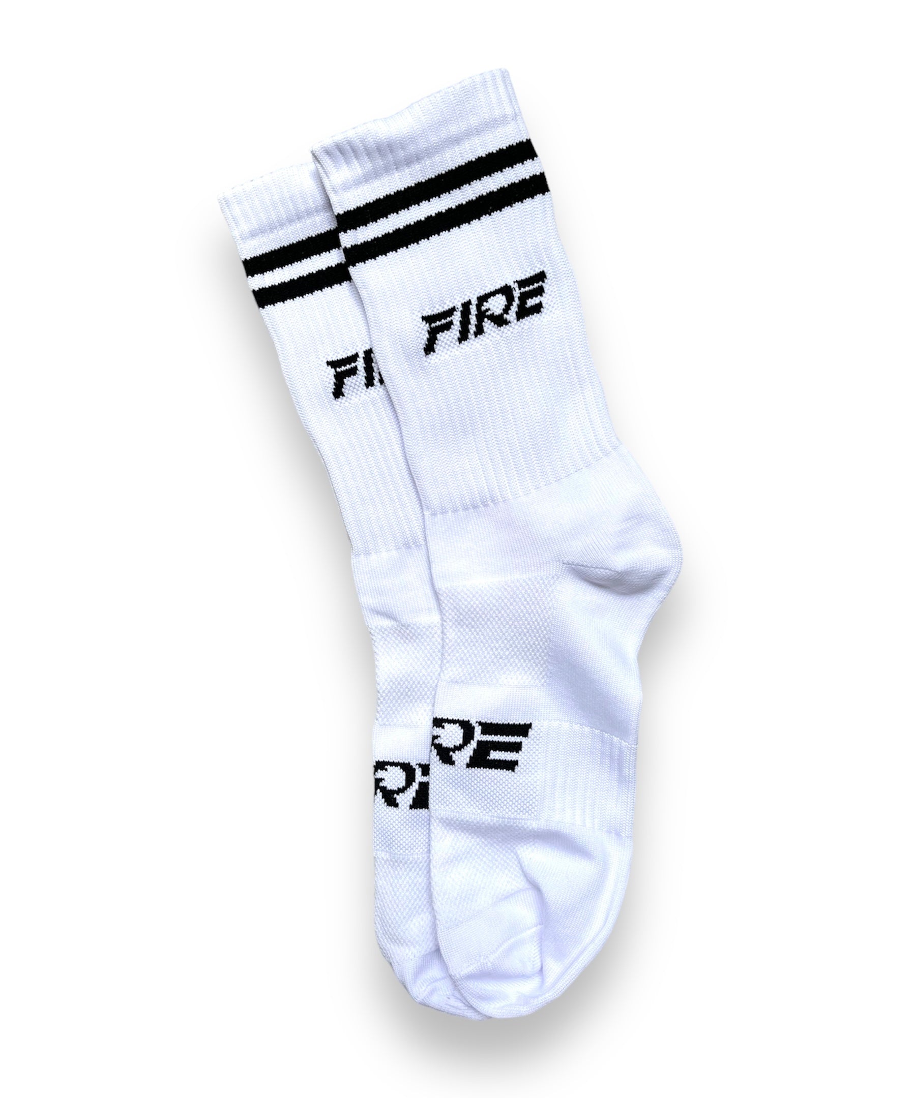 Medias Blancas Logo Fire Negro